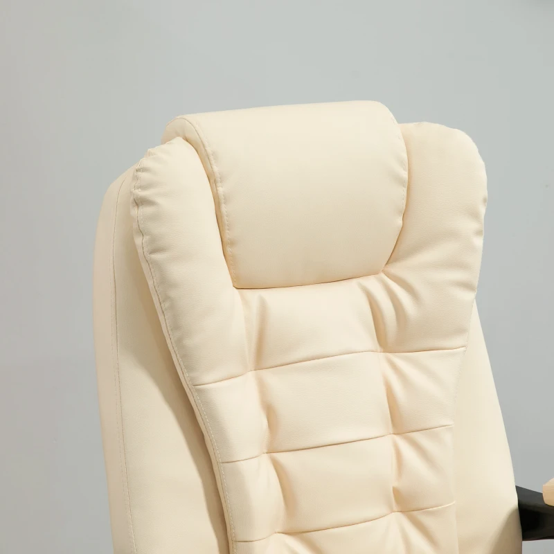 Vinsetto Fauteuil de Bureau Ergonomique à Hauteur Réglable Massant sur 6 Points, 65x160x104 cm, Crème