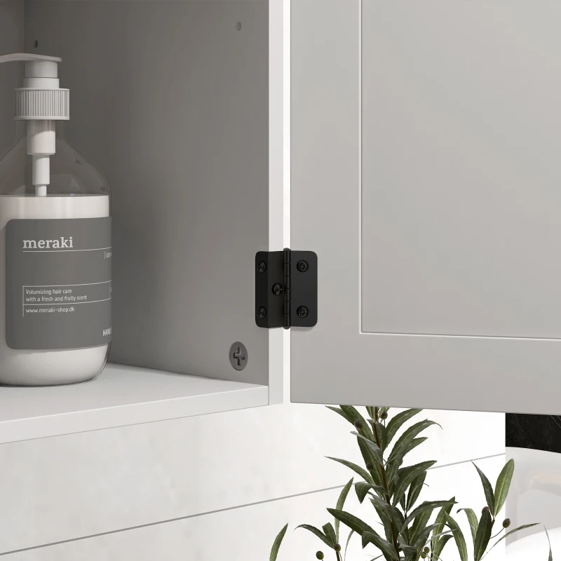 kleankin Armoire Murale Salle de Bain en Bois Style Campagnard avec Étagère Réglable, 60x30x60cm, Blanc