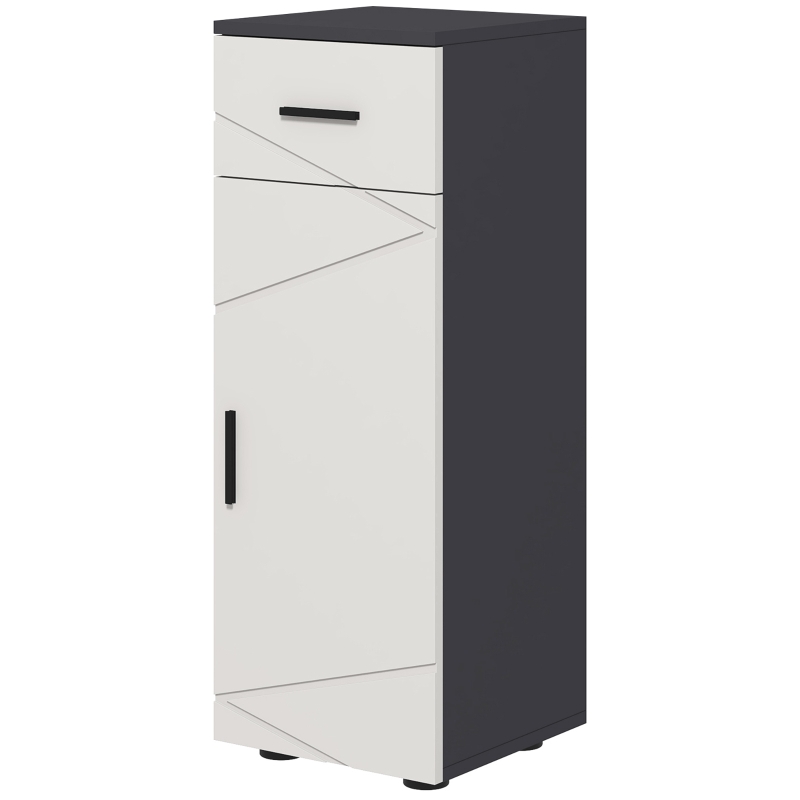 kleankin Meuble de Salle de Bain en Mélaminé avec Tiroir et Armoire à 2 Niveaux Réglables, 30x30x82 cm, Gris