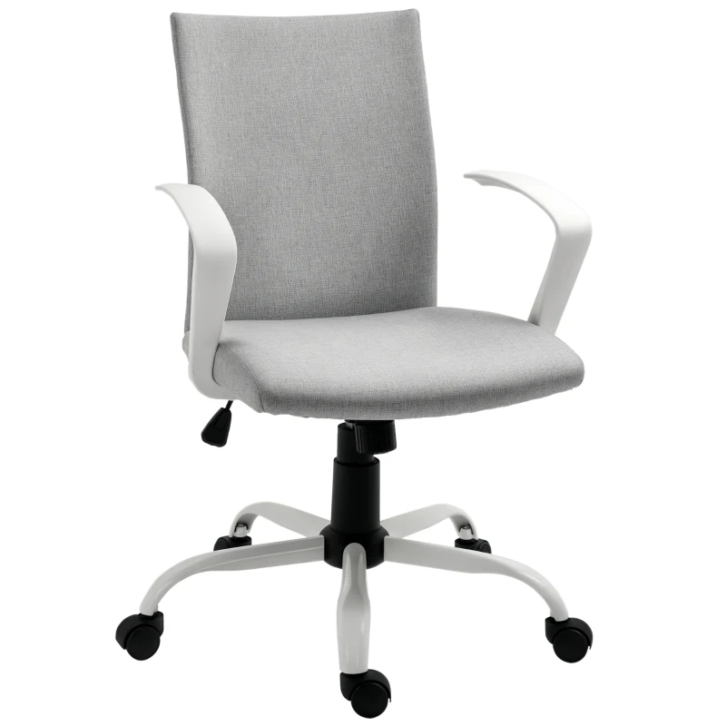 Vinsetto Sedia da Ufficio Ergonomica a Dondolo, Sedia da Studio Girevole, Poltrona Scrivania con Altezza Regolabile in Tessuto, 61x61x89-99 cm, Grigio Chiaro