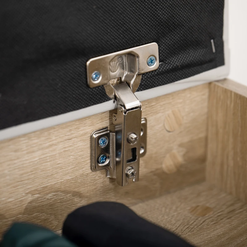 HOMCOM Meuble à Chaussures Gain de Place Rembourré avec 2 Étagères Ouvertes et Espace de Rangement Caché, en Bois et Simili Cuir, 80x30x45 cm