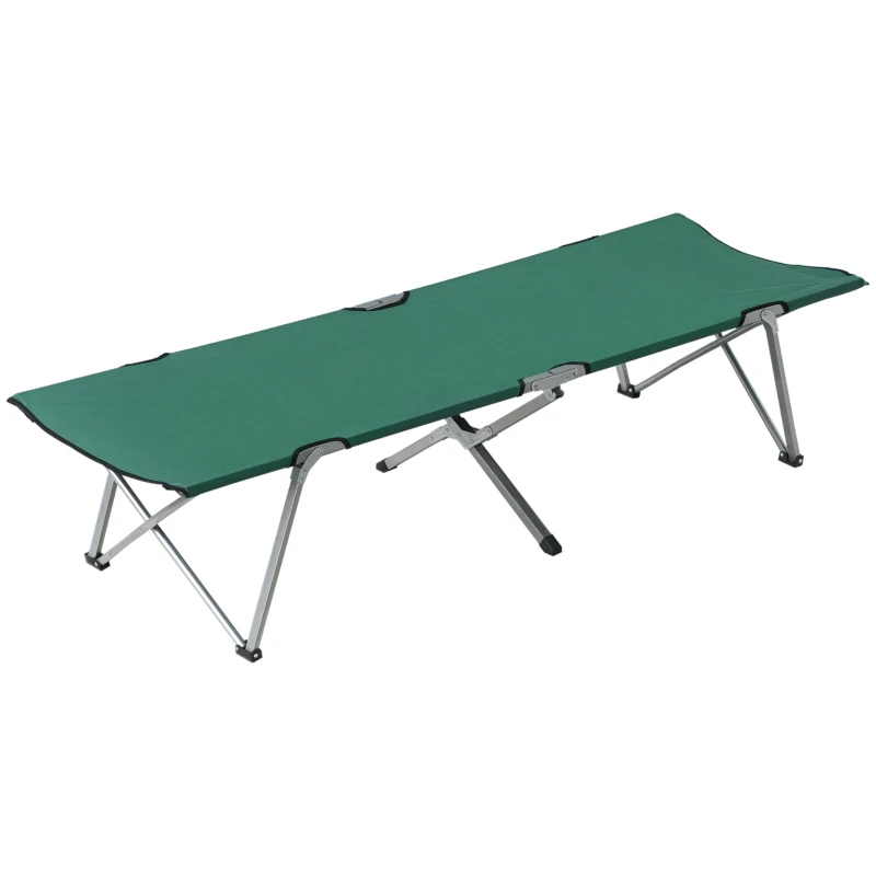 Outsunny Cama de Acampada Plegable con Marco Metálico Carga 136 kg para Playa Senderismo 193x64x40 cm Verde