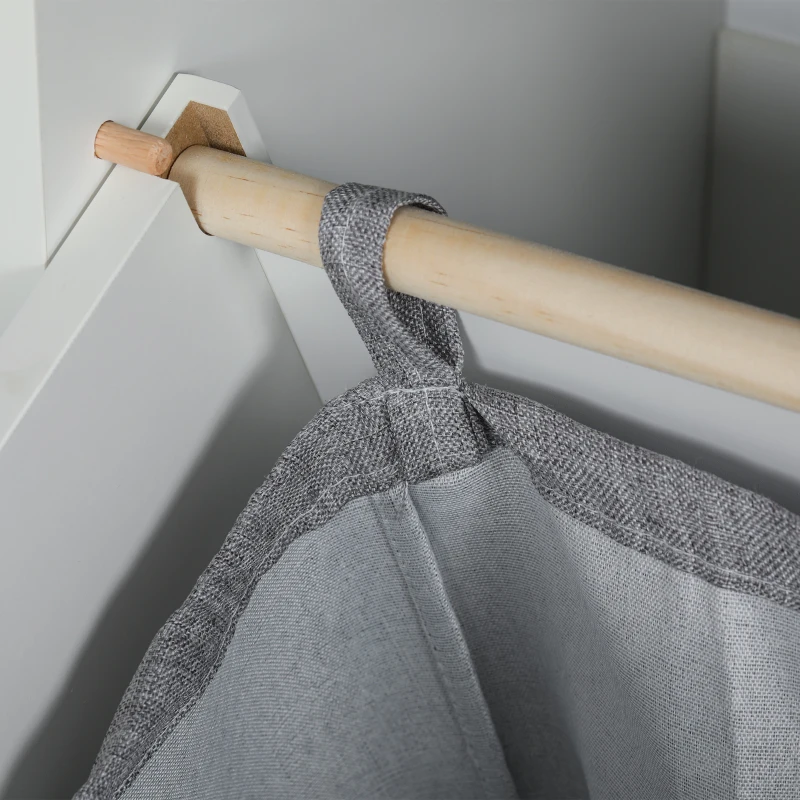 HOMCOM Mobile Bagno en Bois avec Panier à Linge en Tissu Basculant et Tiroir, Blanc(m-4)