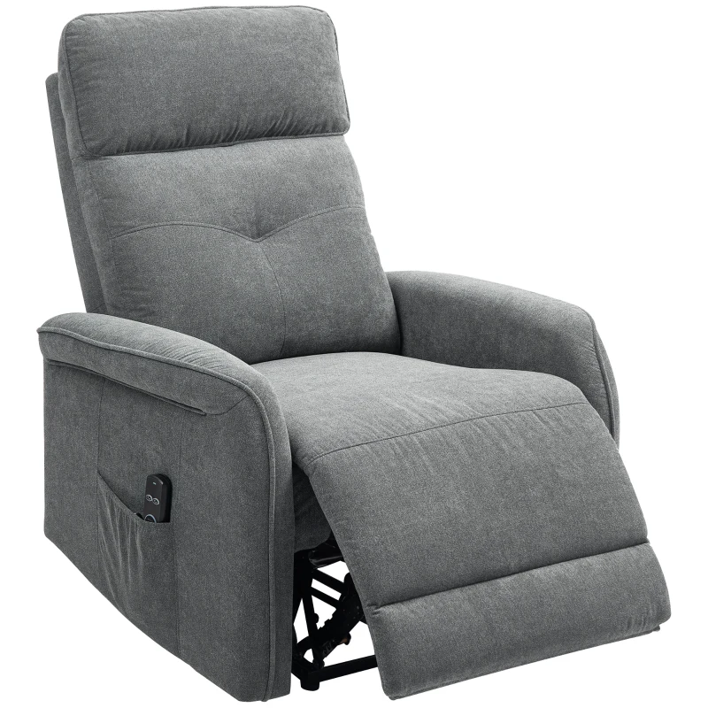 HOMCOM Fauteuil de Massage avec Télécommande, 8 Points de Massage, Chauffage Lombaire, Port USB, Sac Latéral, Fauteuil Rembourré, Gris