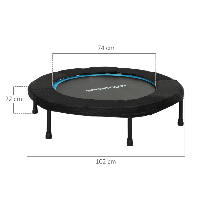 SPORTNOW Trampoline de Fitness Ø102 cm Cama Élastica Pliable avec Cadre en Acier Antidérapant Charge 100 kg Bleu