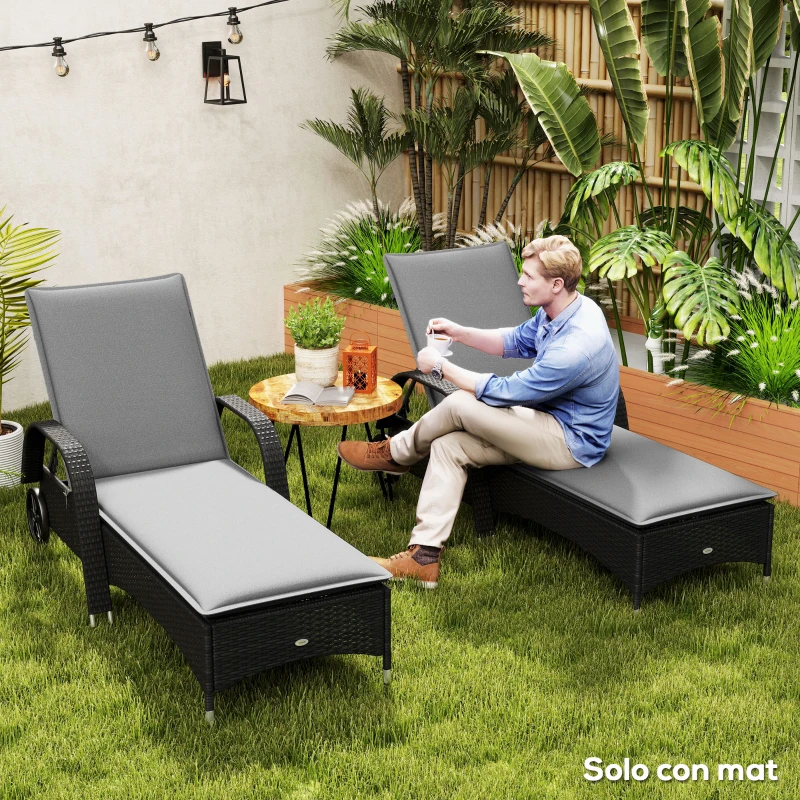 Outsunny 2 Coussins pour Chaises Longues de Jardin avec Protection UV Résistants aux Eclaboussures 193x58x6 cm Gris