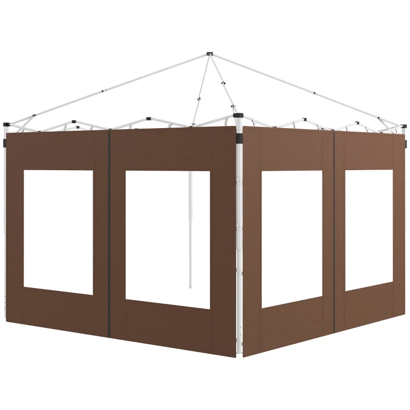 Outsunny Laterales para Carpa de Repuesto de Tela Oxford 2 Paneles de 295x195 cm con 2 Ventanas para Carpas de 6x3 m 3x3 m Marrón