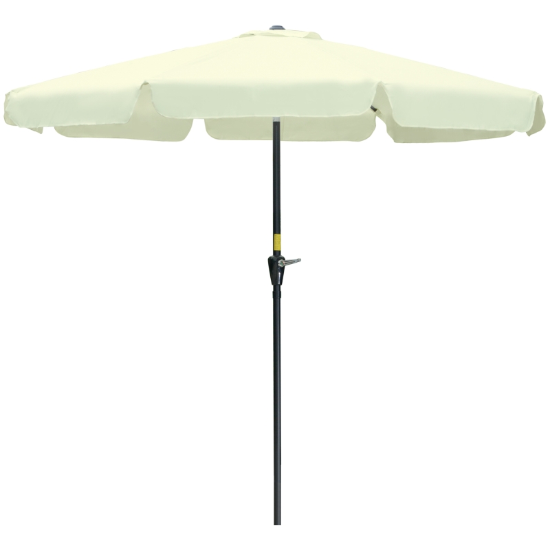 Outsunny Parasol de Jardin et Terrasse Ø2,7x2,5 m Rond avec Tête Inclinable et Résistant aux Rayons UV 50+, Beige