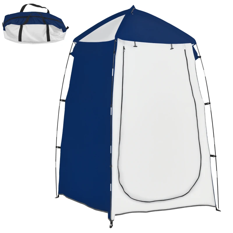 Outsunny Tenda de Duche Campismo Portátil UV+25 Tenda para Casa de Banho Trocador com Janela e Bolsa de Transporte 123x121x98cm Azul