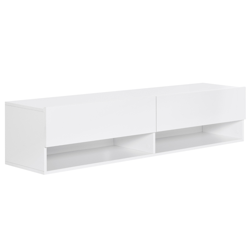 HOMCOM Móvel de TV de Parede com 2 Compartimentos e 2 Armários com para Televisores de 60 Polegadas 140x32x31 cm Branco