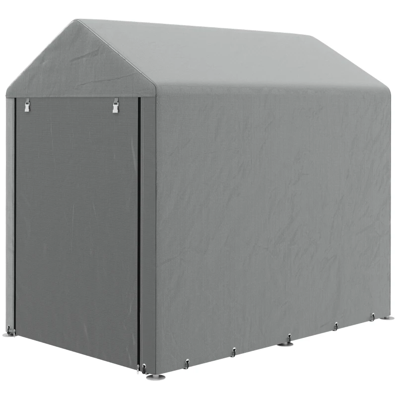 Outsunny Abri à Outils Garage avec Couverture Anti UV et Armature en Métal, 120x179x165cm, Gris clair