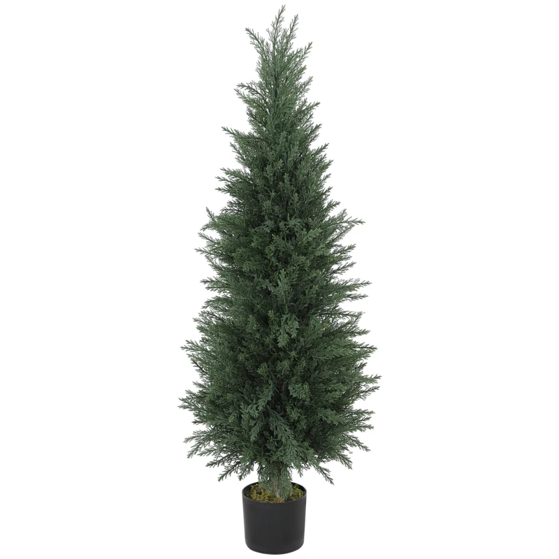 HOMCOM Plante artificielle de cyprès, 638 feuilles en plastique, avec pot, résistant aux UV, Vert