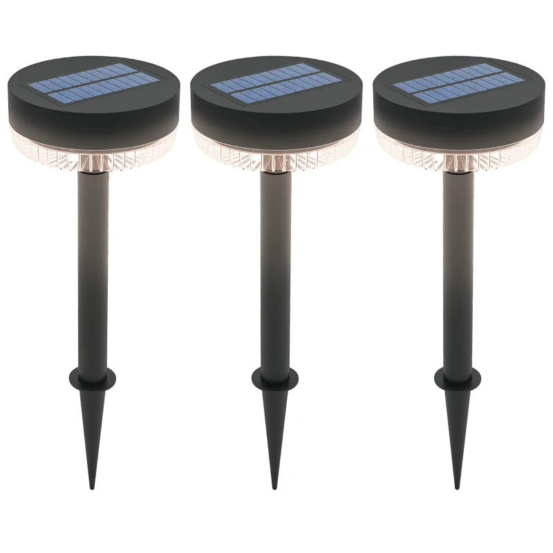 Outsunny Solar Gartenleuchten, wasserdicht, Warmweiß LED, 10-12h Betriebszeit, Schwarz
