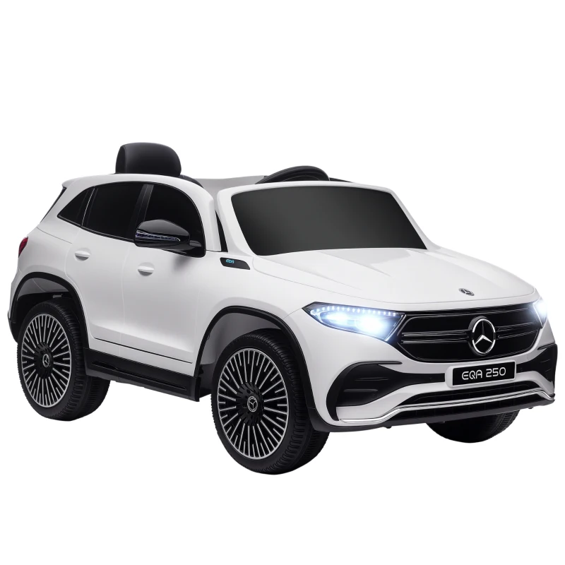 HOMCOM Mercedes-Benz EQA cu Licenta 12V Masinuta Electrica pentru Copii cu Baterie Portabila, Masinuta Alimentata Electric, cu Telecomanda, Muzica, Claxon, Suspensii, pentru 3-8 ani - Alb
