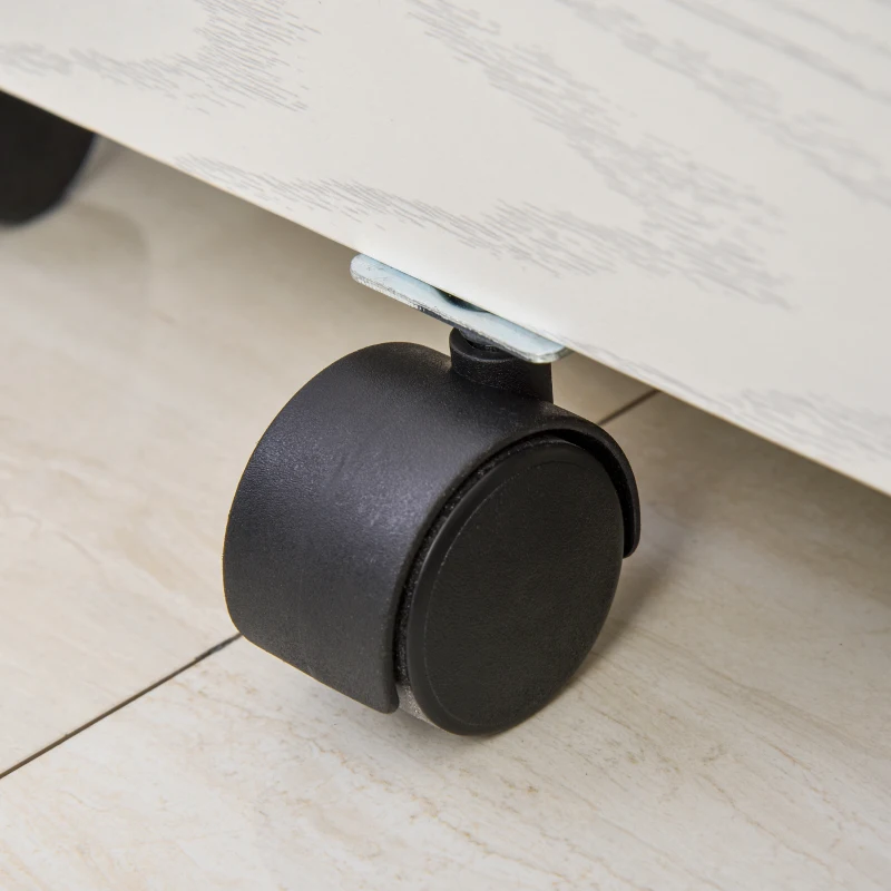 Vinsetto Classeur de Bureau Commode Pour Bureau en Bois, 2 Tiroirs, Serrure avec 2 Clés, Blanc, 40x45x55,6 cm