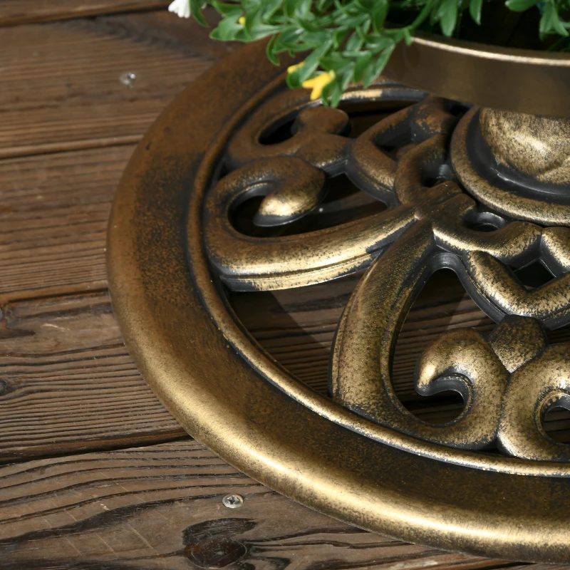 Outsunny Mangeoire pour Oiseaux Maison d'Oiseaux Plateau d'Alimentation, résistant aux intempéries, 2 bassins, design vintage, 50 x 50 x 110 cm, couleur bronze