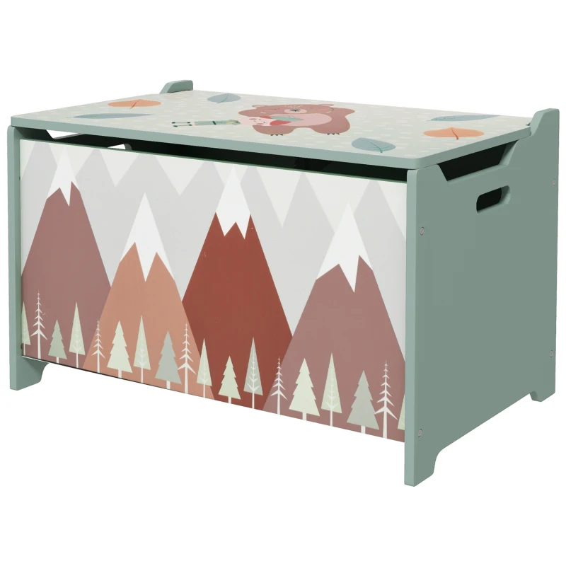 ZONEKIZ Coffre de rangement, coffre à jouets, couvercle, motif mignon, Vert