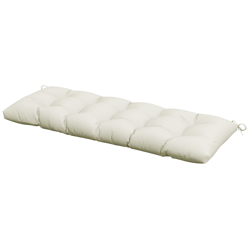 Outsunny Cojín para Banco de Jardín o Balancín128x48x8 cm con 2 Cordones de Fijación Impermeable y Protección UV 50+ Crema