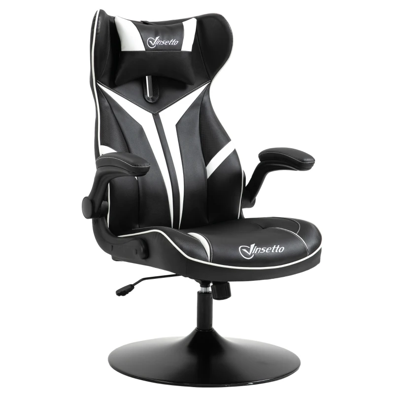 Vinsetto Fauteuil gamer chaise de jeu gaming pivotante ergonomique hauteur réglable accoudoirs revelables coussin têtière inclus