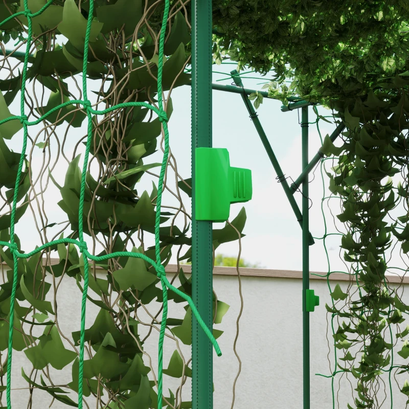 Outsunny Treillis en acier à enfoncer sans rouille soutien de plantes grimpantes 223 x 223 x 223 cm Arc de roses Vert