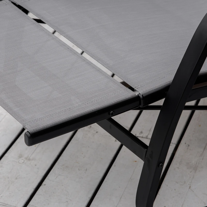 Outsunny Fauteuil à Bascule Transat avec Dossier Repose-Pieds Ajustable Chaise Longue de Jardin Balancelle jusqu'à 160 kg Texteline Gris 90 x 64 x 96,5 cm