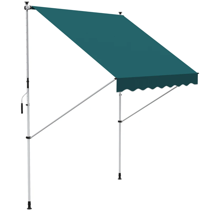 Outsunny Tente de Soleil d'Extérieur 2x1.5m à Rouleau avec Manivelle, Hauteur et Angle Réglables, Vert