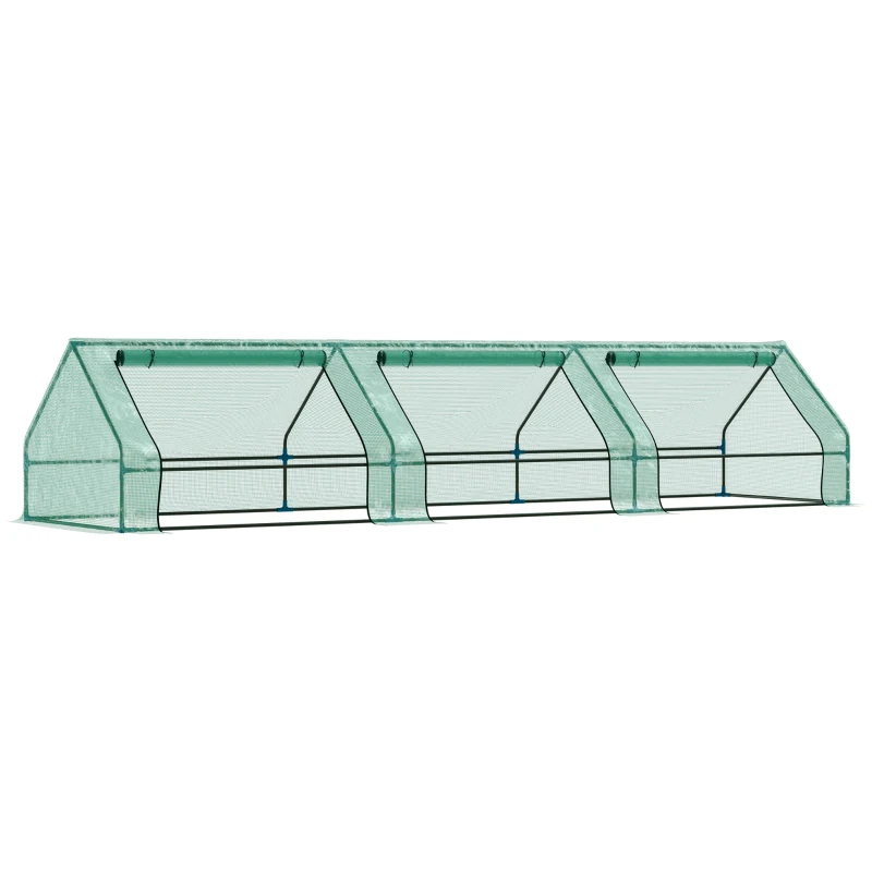 Outsunny Seră pentru Grădină Impermeabilă și Rezistentă la UV cu 3 Ferestre Rulante, 400x100x80 cm, Verde
