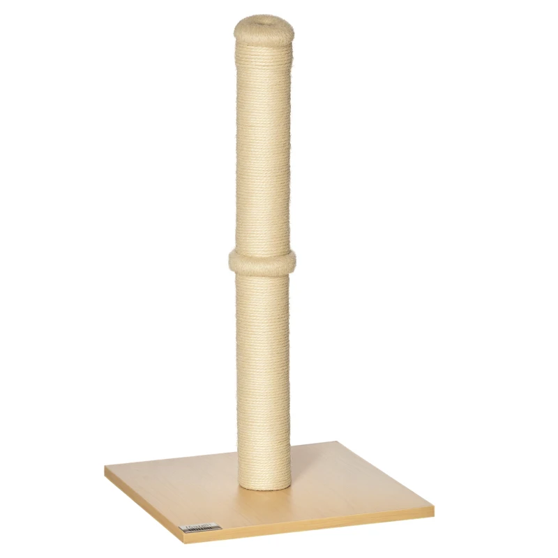 PawHut Stâlp de Zgâriat pentru Pisici cu Bază din PAL, 34x34x60 cm, Bej