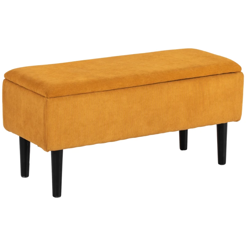 HOMCOM Banc Coffre en Polyester et Bois pour Chambre à Coucher et Entrée, 95x38x45 cm, Orange