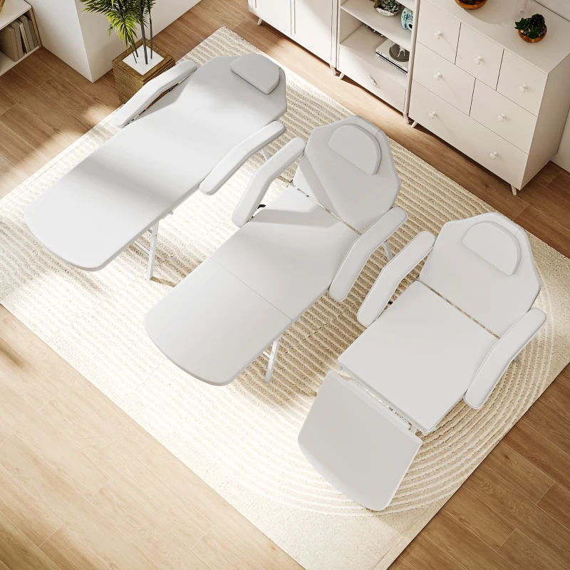 HOMCOM Draagbare massagetafel, opvouwbare massageliege met kunstleder bekleding, schuimrubberen padding, staalframe, wit(m-9)