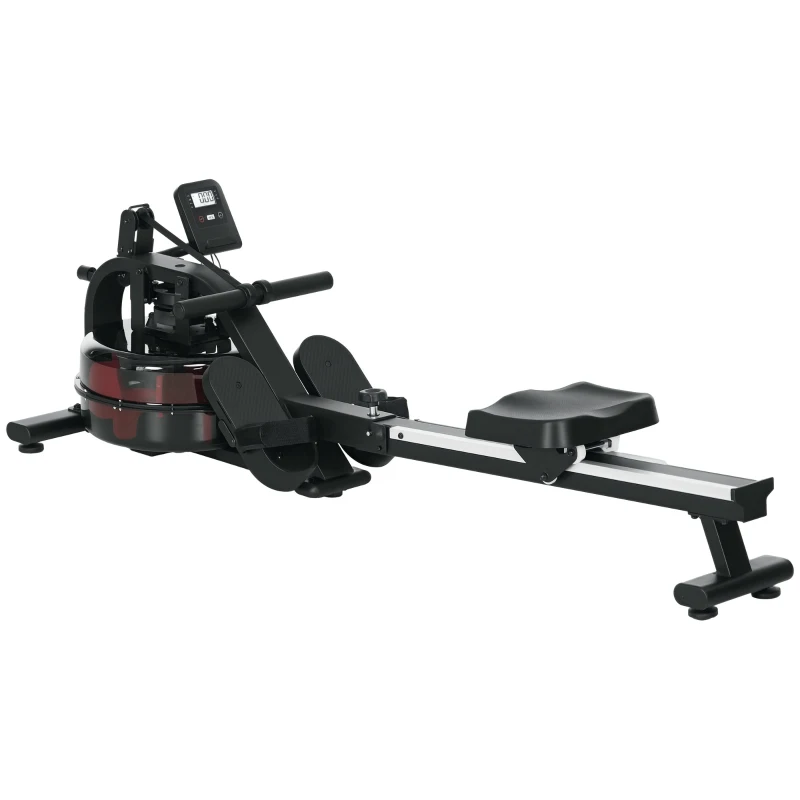 SPORTNOW Rameur à eau d'appartement rameur d'appartement pliable 6 niveaux de résistance écran LCD multifonction acier PC noir