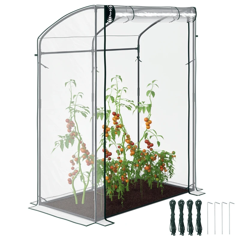 Outsunny Serre avec Porte Toit Courbé Résistante aux Intempéries Serre en Film Plastique en Acier, Serre 128 x 70 x 170 cm Transparent