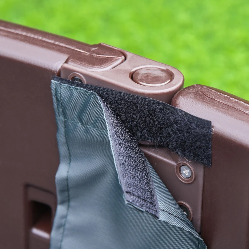 Outsunny Bac à Sable Rond Infantil en Plastique pour Extérieur avec Couverture et Revêtement en Tissu pour le Fonds Ø123x22,5 cm Marron