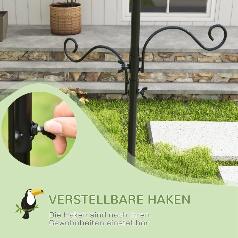 PawHut Vogelfutterstation, Outdoor-Futterspender, 4 Haken, Stahl, Schwarz