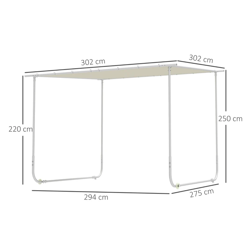 Outsunny Tonnelle de Jardin 3x3 m avec Roues Protection UV 30+ Imperméable Sacs de Sable et Cadre en Acier Crème