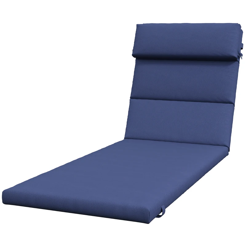 Outsunny Coussin pour Transat et Chaise Longue en Tissu avec Lacets de Fixation, Bleu Foncé