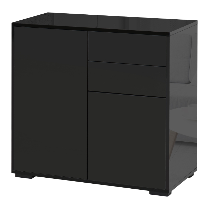 HOMCOM Mobiletto Polyvalent pour Maison et Bureau avec 2 Tiroirs et 2 Armoires, Ouverture à Pression, 79x36x74cm