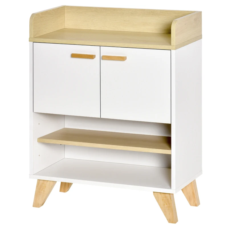 HOMCOM Meuble Polyvalent avec Armoire et Étagères Ouvertes, Meuble de Salon, Cuisine, Bureau en Bois Blanc, 60x30x78cm