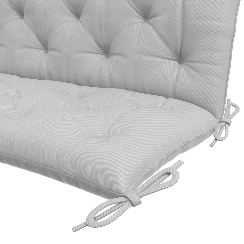 Outsunny Banc de 3 places 150x98x8 cm, coussin de siège avec sangles, coussin de siège pour meubles de jardin et lit Hollywood, Gris clair