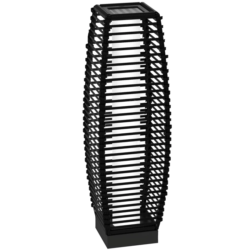 Outsunny Lampadaire d'extérieur solaire en résine tressée luminaire LED de jardin en acier marche/arrêt automatique