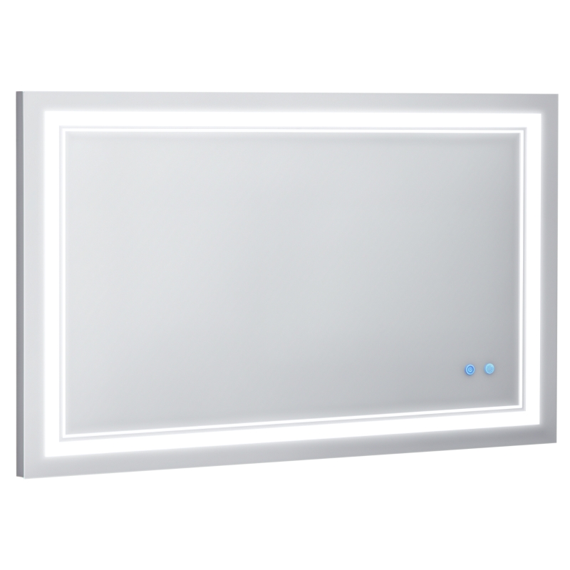 kleankin Espejo de Baño con Luz LED con Interruptor Táctil Color de Luz Ajustable y Función de Memoria 100x60 cm Plata