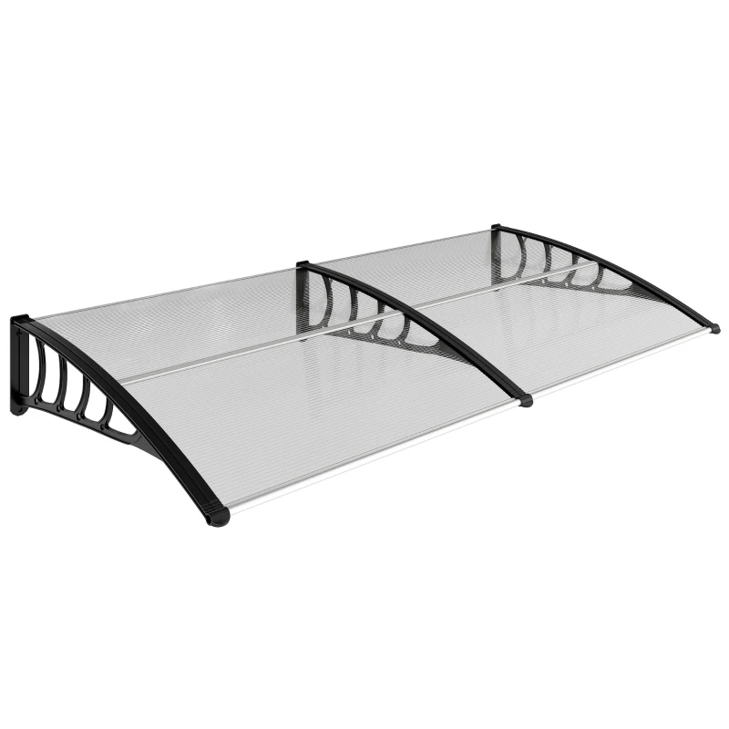 Outsunny Marquise de Proteção 200x96 cm Marquise Exterior para Portas e Janelas contra o Sol e Chuva com Suporte de PP Policarbonato Transparente