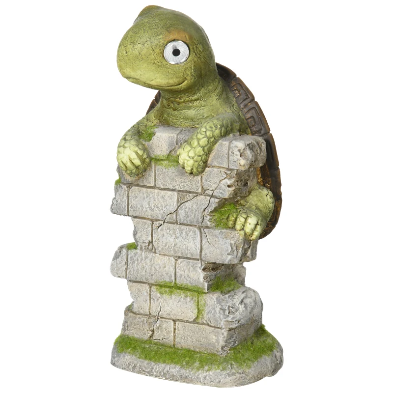 Outsunny Figurine de jardin "Petite Tortue", décoration de jardin, résistante aux intempéries, incl. lumière solaire