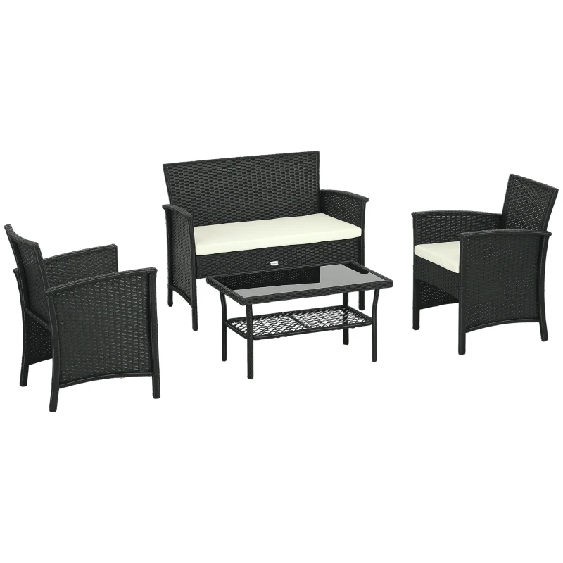 Outsunny Set de Mobila de Gradina din Ratan PE cu Canapea