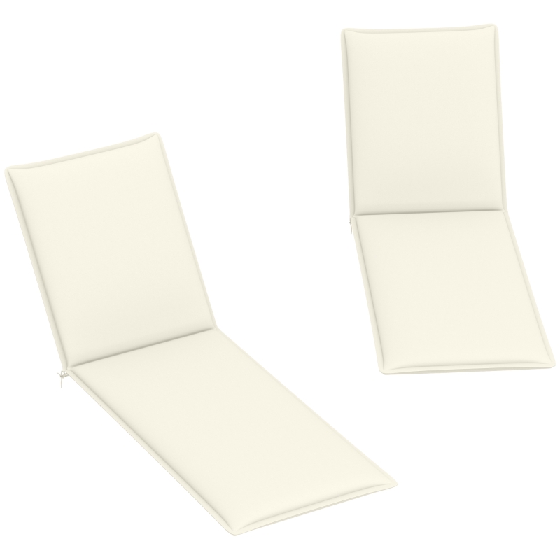 Outsunny 2 Cojines para Tumbonas de Jardín con Protección UV Resistentes a Salpicaduras 193x58x6 cm Crema