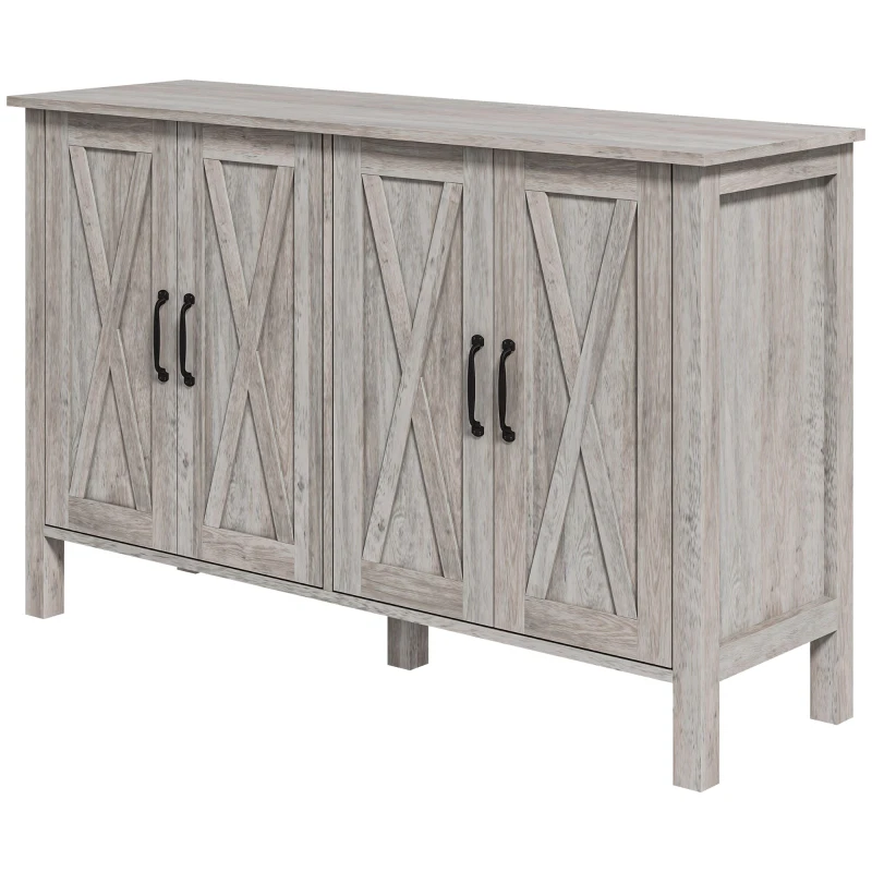 HOMCOM Buffet Polyvalent style Rustique avec 4 Étagères de Rangement Réglables, en Bois, 120x37x75 cm, Gris
