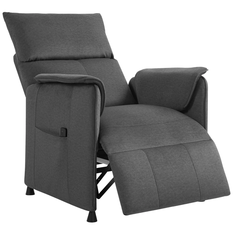 HOMCOM Fauteuil Inclinable Électrique avec Télécommande et Repose-Pieds, en Tissu Effet Velours, 80x83x104 cm, Noir