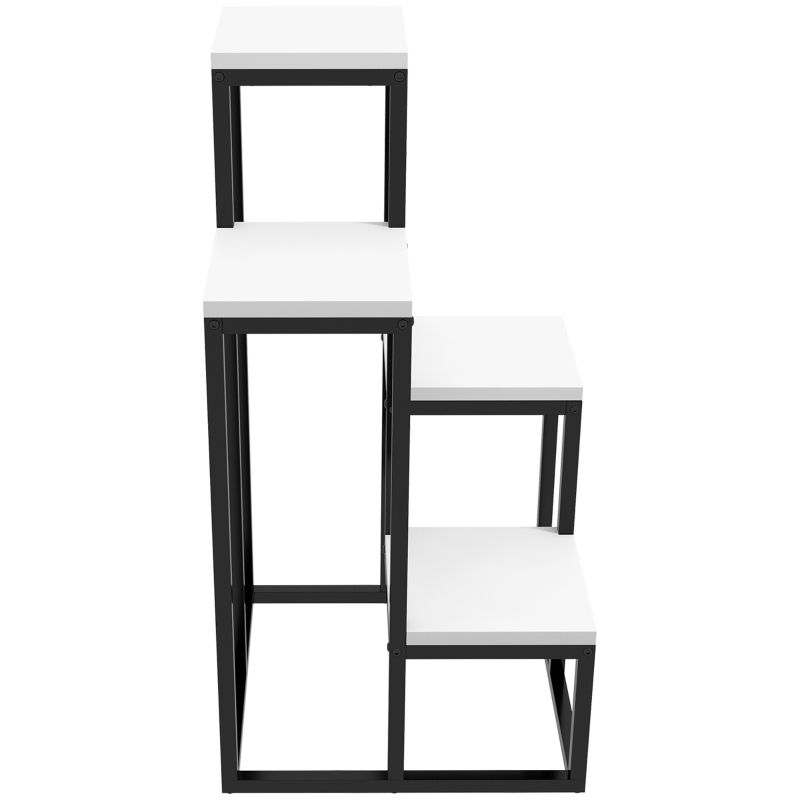 Outsunny Suport de Flori pe 4 Niveluri, Raft de Colt pentru Plante, Suport pentru Ghivece, 34x34x70 cm, Negru