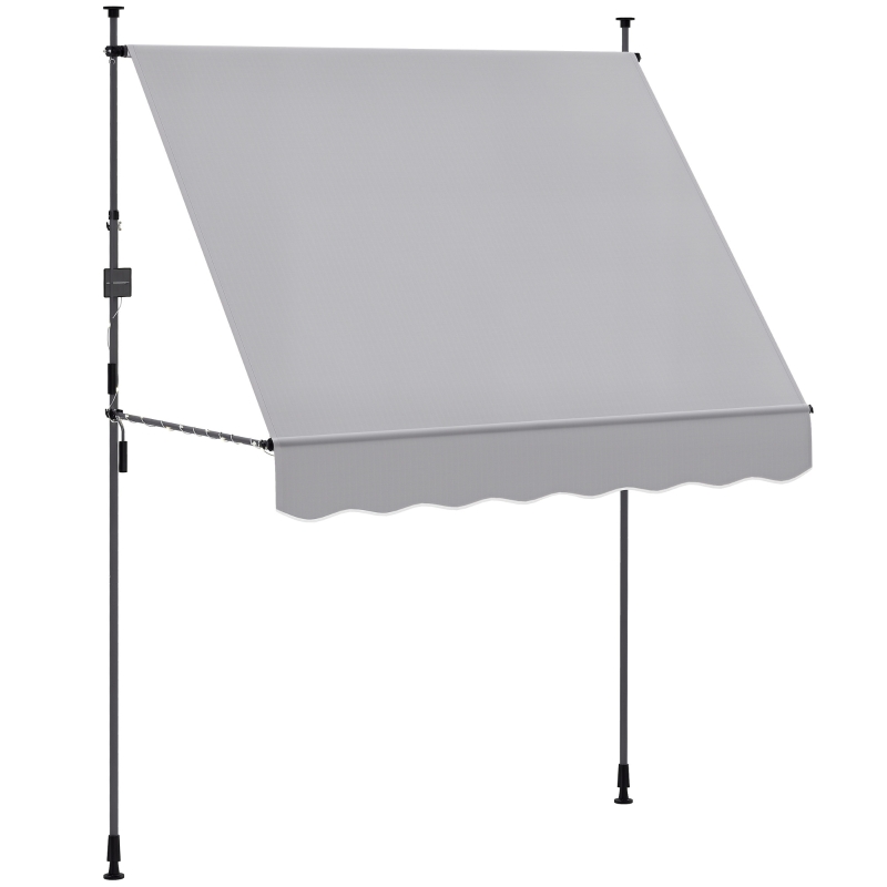 Outsunny Toldo Manual Retráctil 200x120x210-310 cm para Balcón y Terraza con Altura Ajustable con Manivela Gris