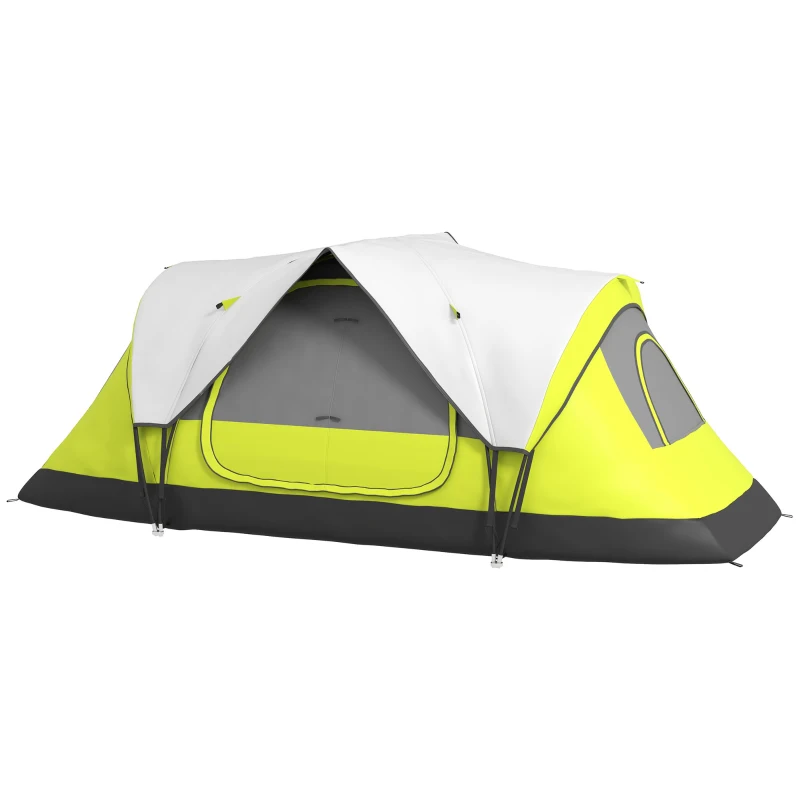 Outsunny Campingzelt, 2 chambres, cloison, pour 6-8 personnes, Protection contre la pluie, Vert foncé